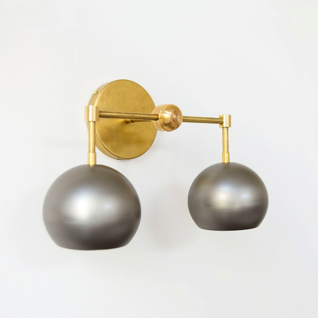 Steel Loa Wall Sconce - Double Head Metal Silver Vanity Bathroom Wall Lamp