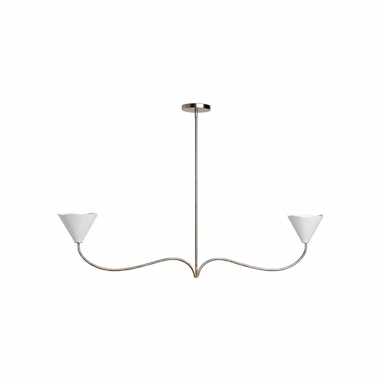 Kysara Linear Chandelier - Curved Lamp Arms and Fabric Shades are Suitable for Living Rooms or Dining Rooms