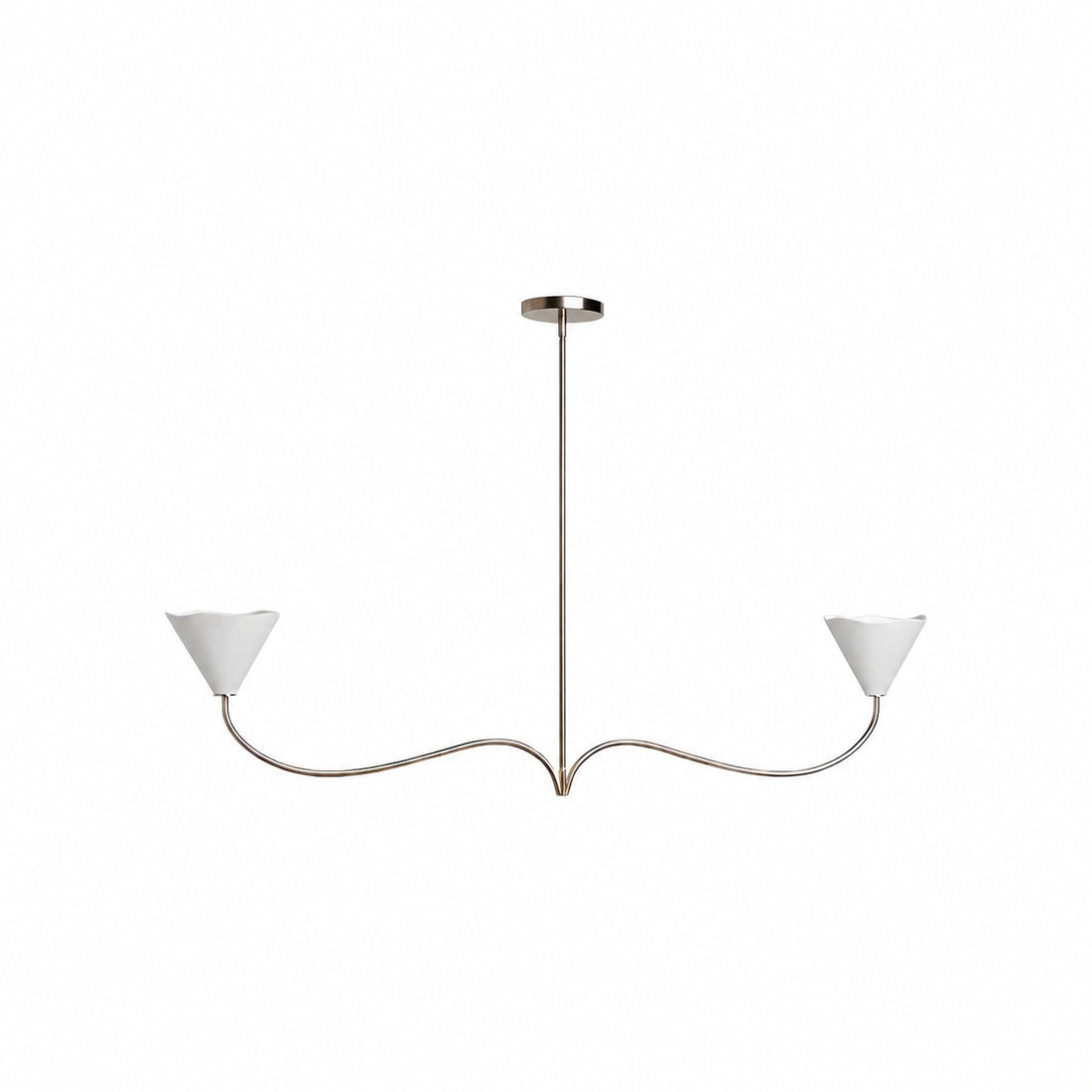 Kysara Linear Chandelier - Curved Lamp Arms and Fabric Shades are Suitable for Living Rooms or Dining Rooms