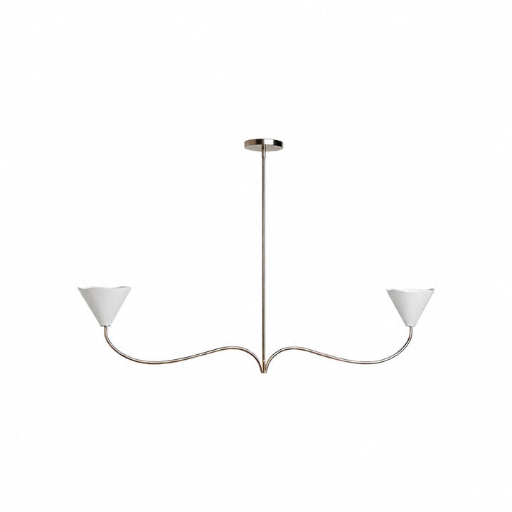 Kysara Linear Chandelier - Curved Lamp Arms and Fabric Shades are Suitable for Living Rooms or Dining Rooms
