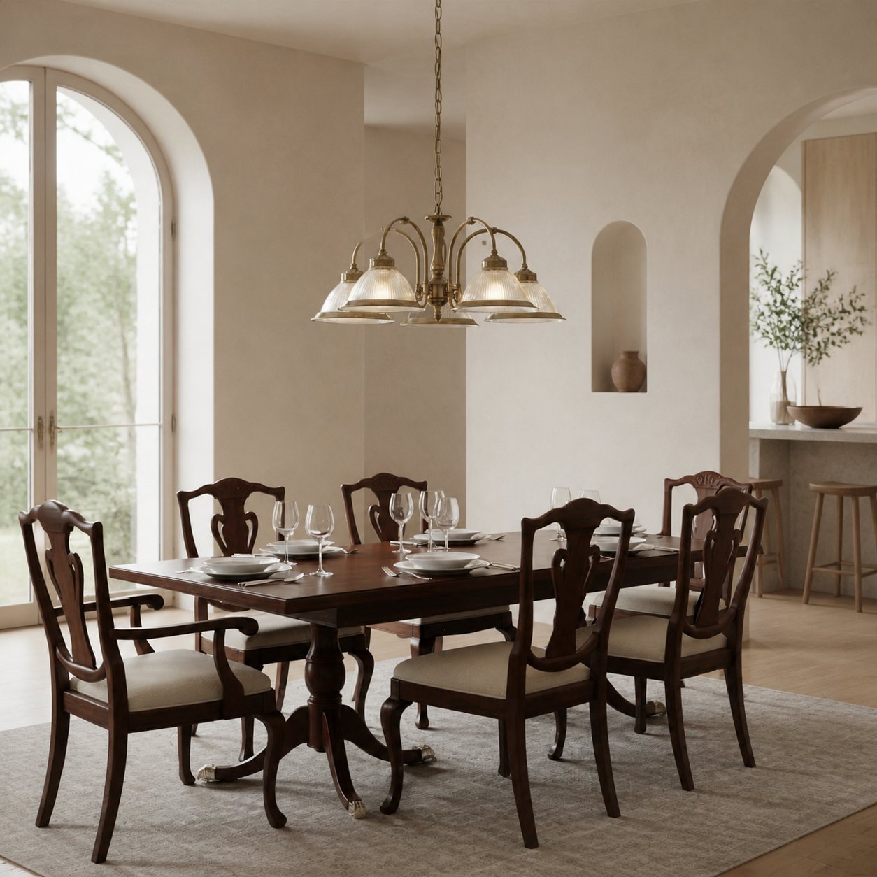 TF Vintora Ribbed Glass Pendant Light – Elegant Metal Trim for Kitchens, Dining Areas and Hallways