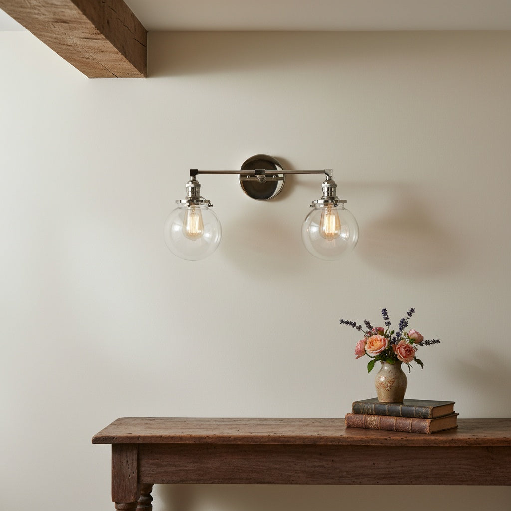 Lumio Globe Glass Globe Vanity Light - Modern Two Light Bathroom Sconce