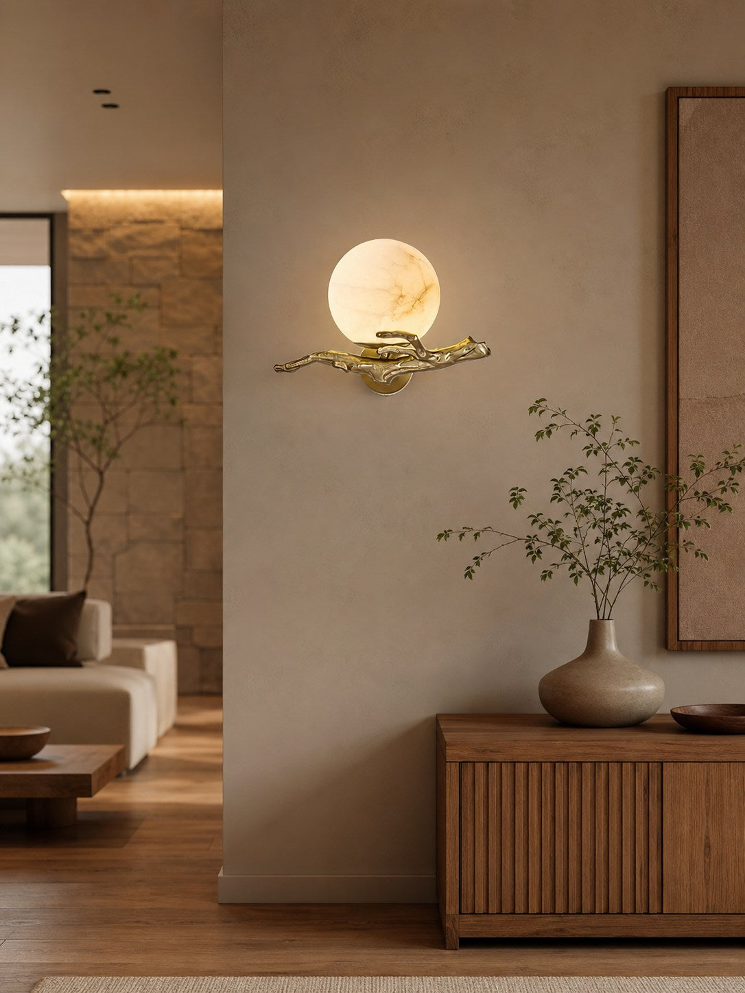 Retro Twigs Alabaster Wall Lamp