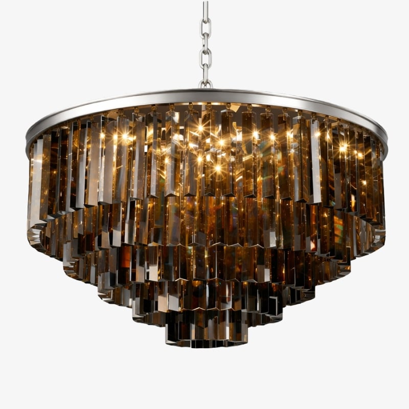 Aurevon Crystal Prism Metal Frame Modern Ceiling Chandelier for Home and Hotel