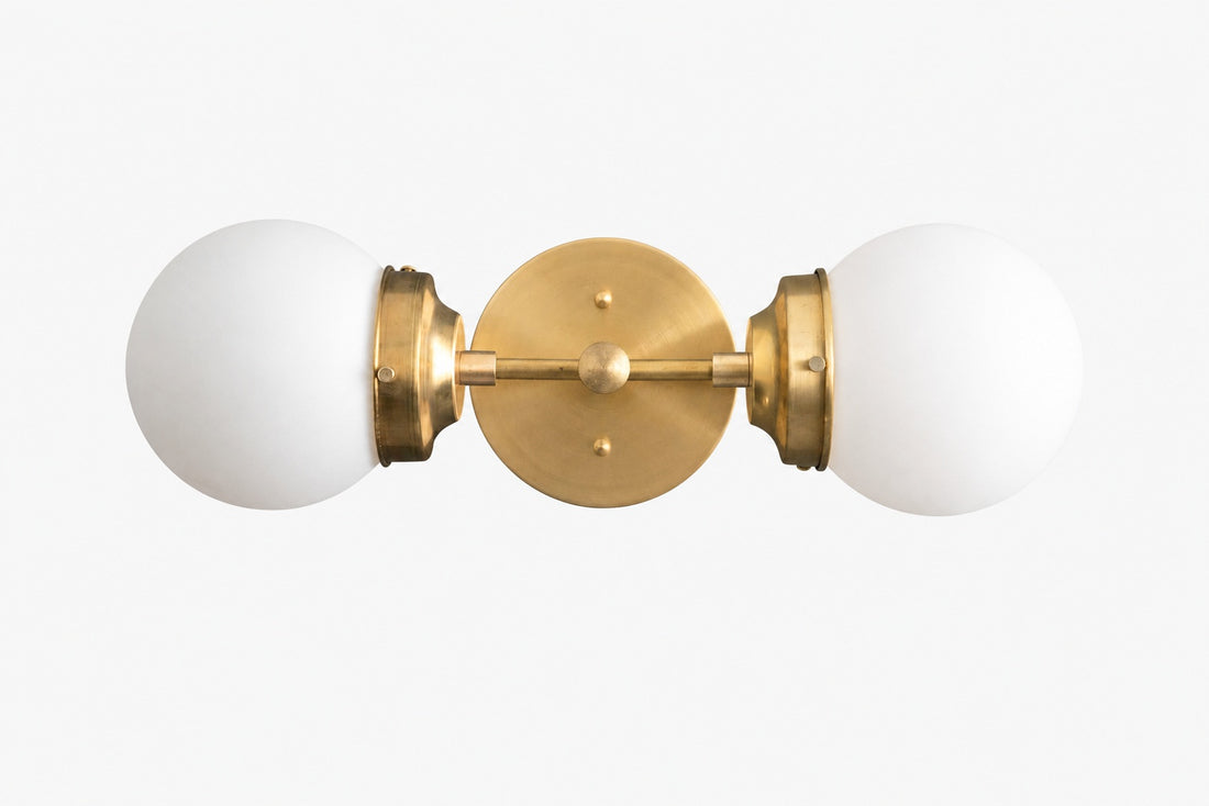 Lumio Globe Modern Geometric Sconce - Two Light Bathroom Vanity Lighting