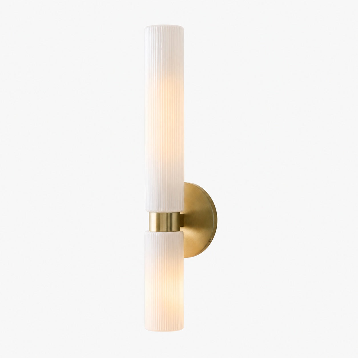 Rivora Fluted Glass Double Short Sconce - Indoor Outdoor Wall Light Elegance
