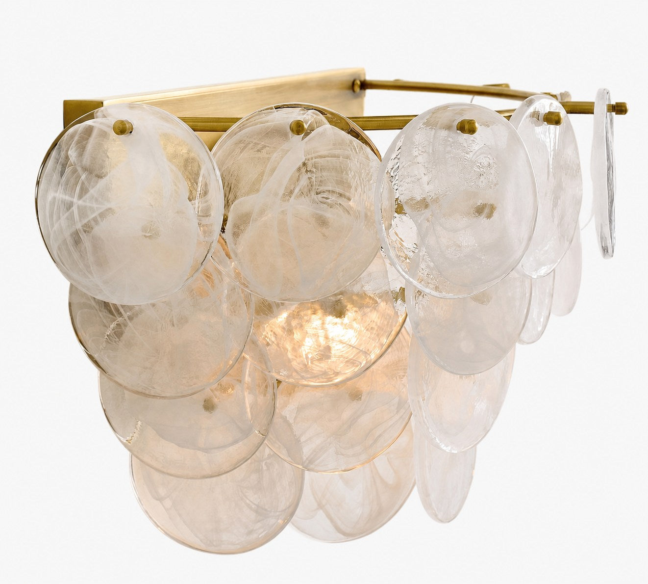 Sevra Cascading Glass Disc Wall Sconce - Metal Vintage Brass Finish Lighting