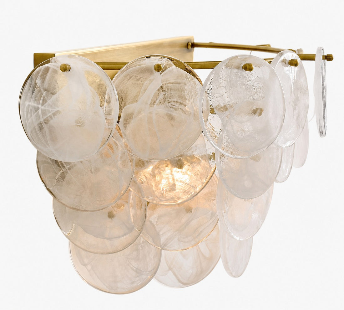 Sevra Cascading Glass Disc Wall Sconce - Metal Vintage Brass Finish Lighting