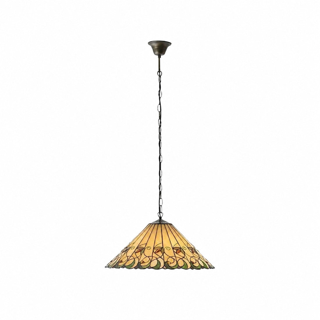 TF Jamelia Vintage Floral Stained Glass Dome Pendant Light for Dining Rooms