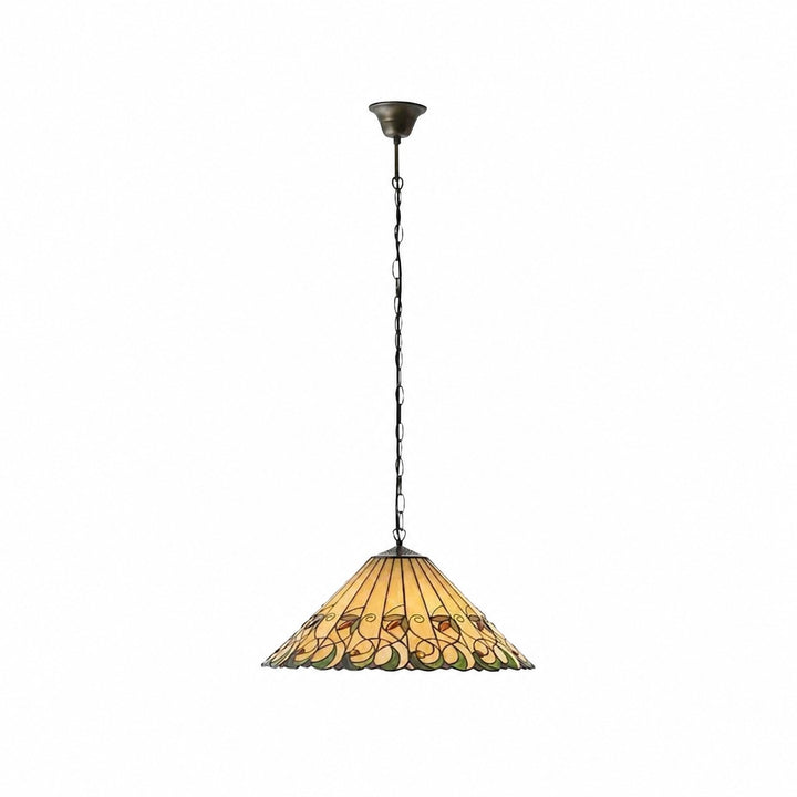 TF Jamelia Vintage Floral Stained Glass Dome Pendant Light for Dining Rooms