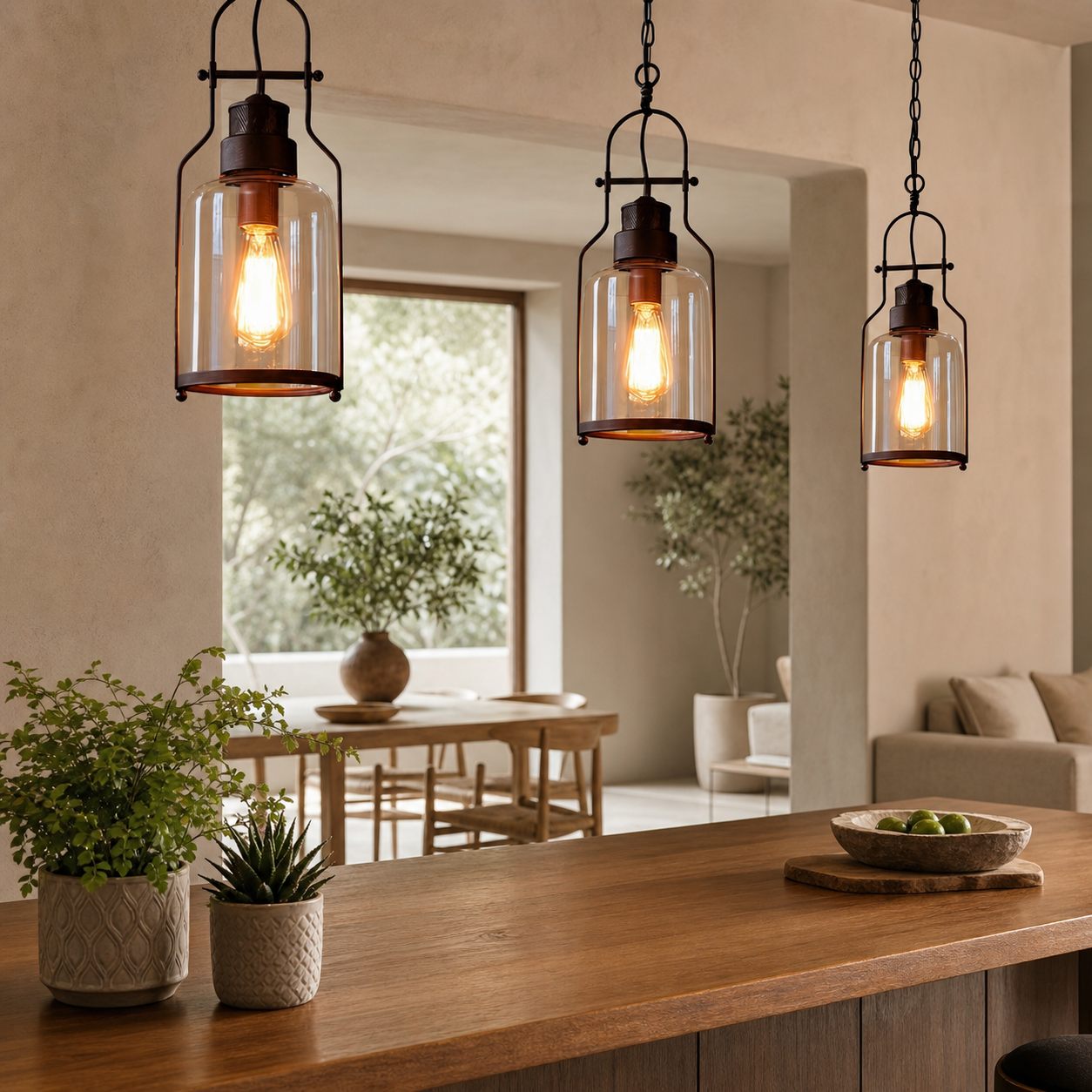 Lirra Vintage Iron Glass Pendant Lamp - Industrial Style Ceiling Lamp for Bars and Homes U20