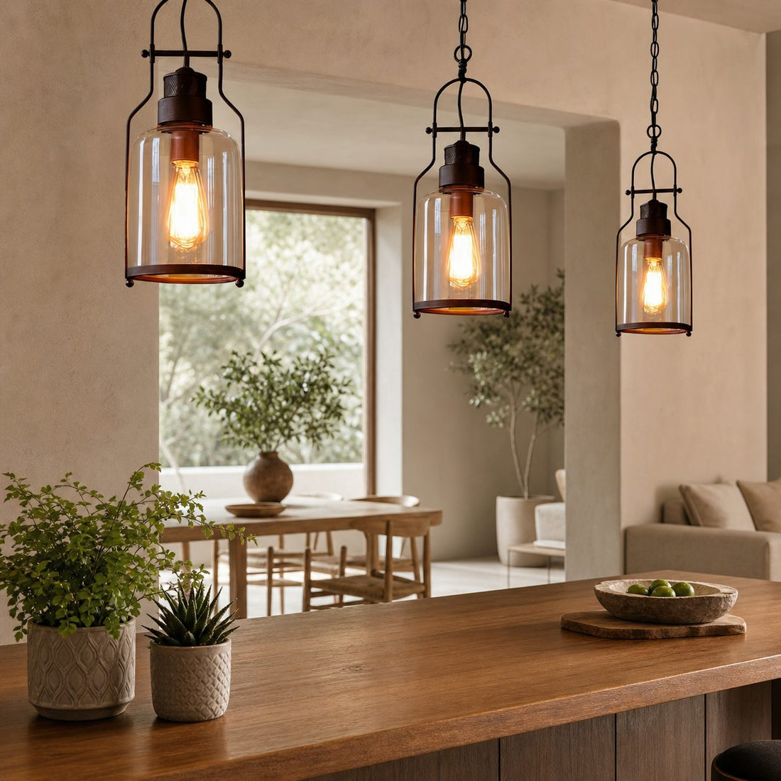 Lirra Vintage Iron Glass Pendant Lamp - Industrial Style Ceiling Lamp for Bars and Homes U20