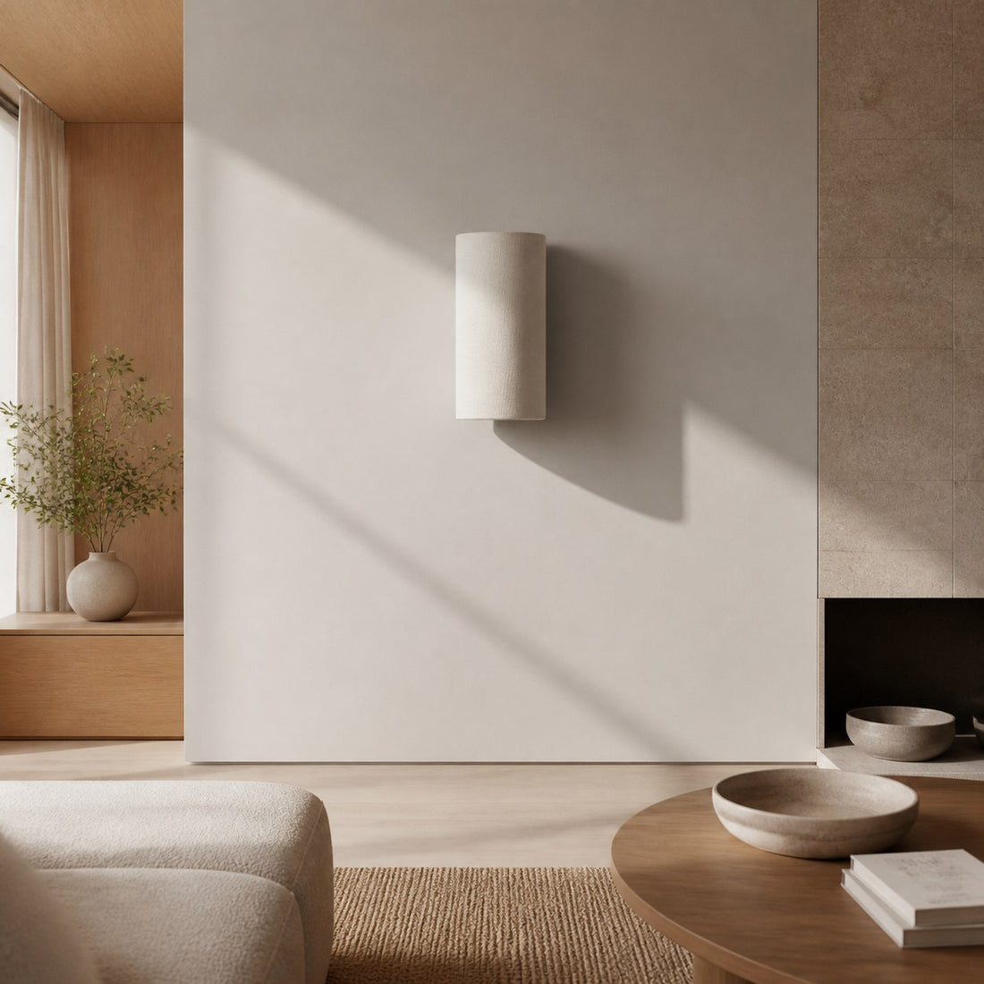 Linbron Linen Wall Sconce Natural Fabric Shade Modern Wall Light for Bedroom