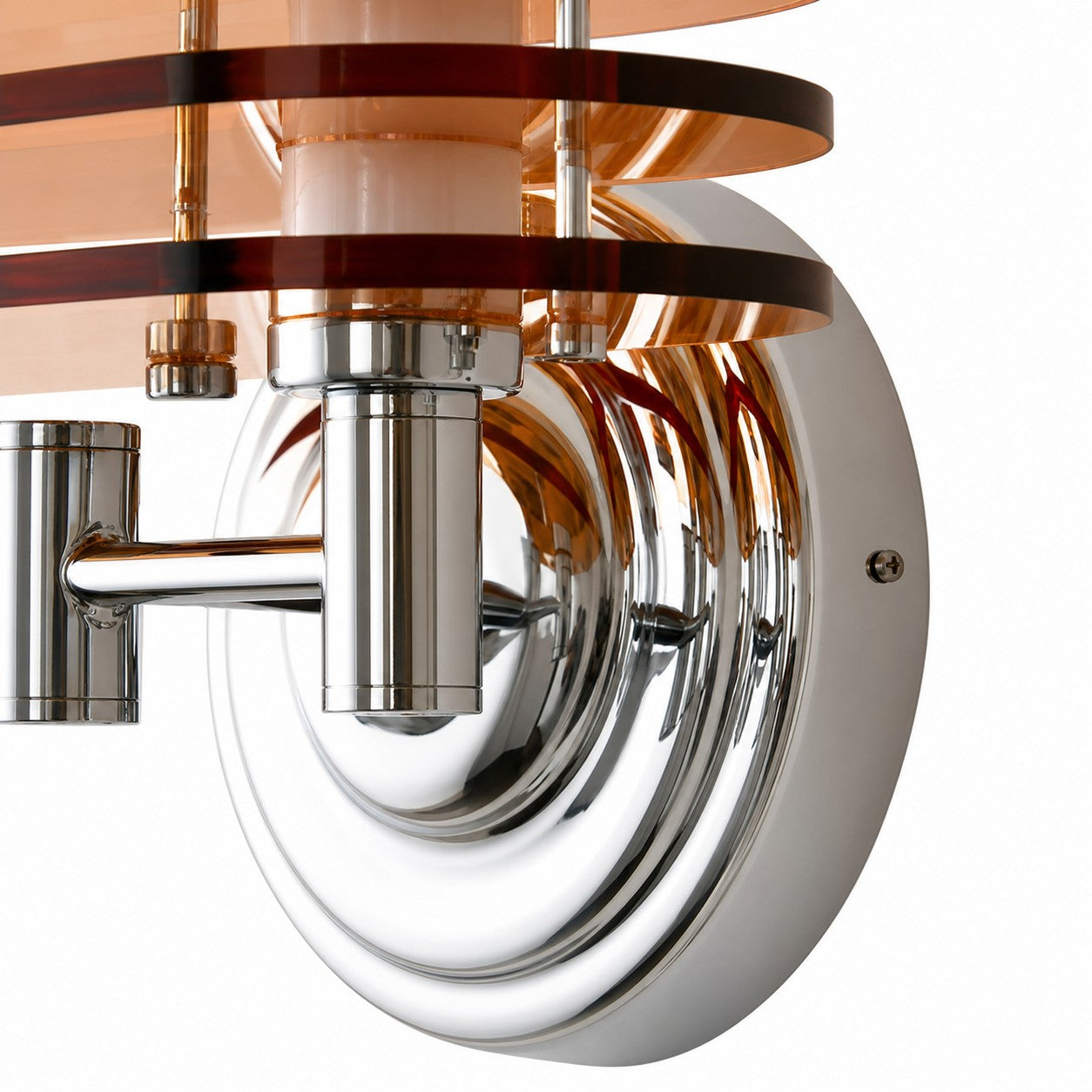 Close room view of illuminated Bauhaus amber LED wall sconce