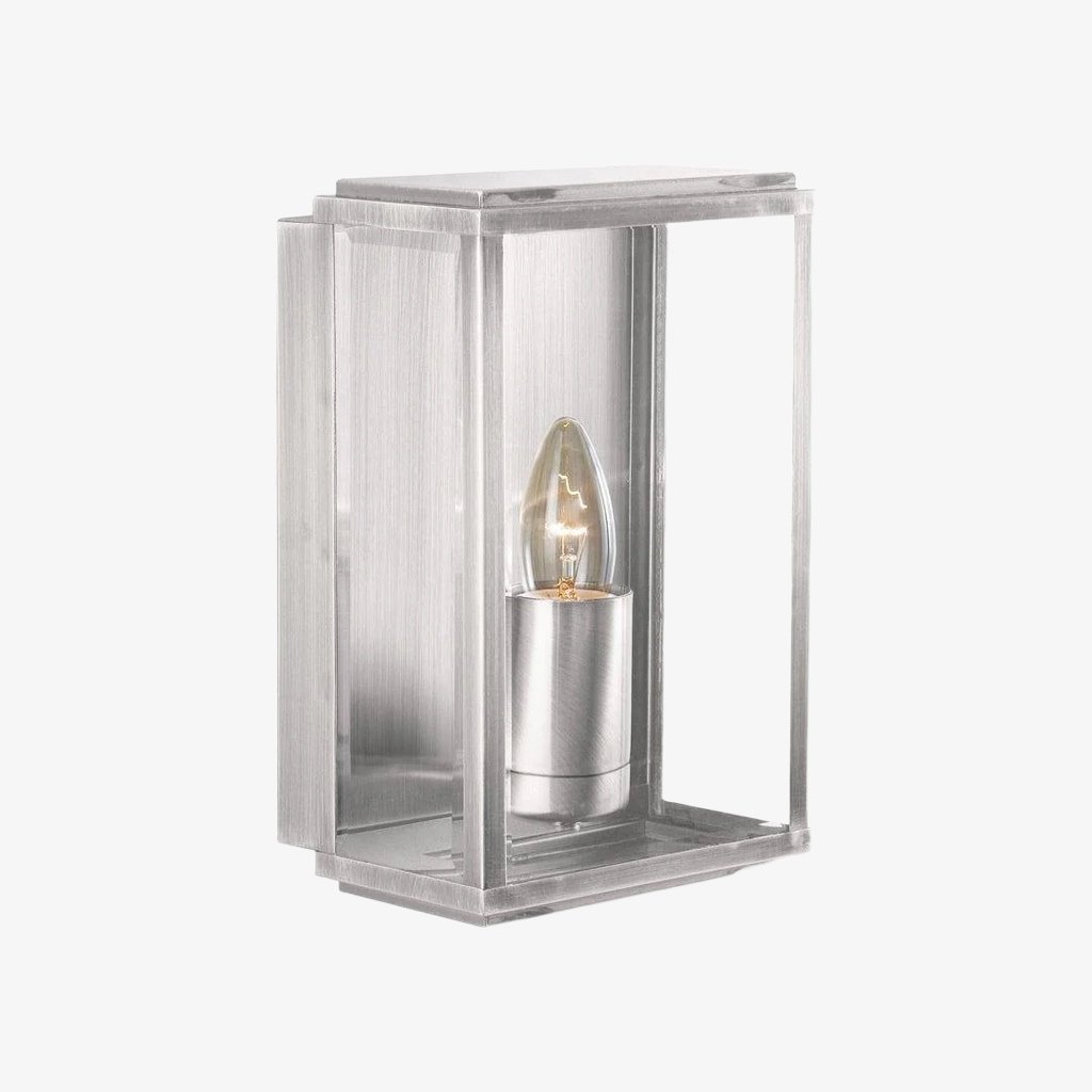 Boxar Outdoor Wall Lantern – Metal Frame and Clear Glass for Porches or Entryways