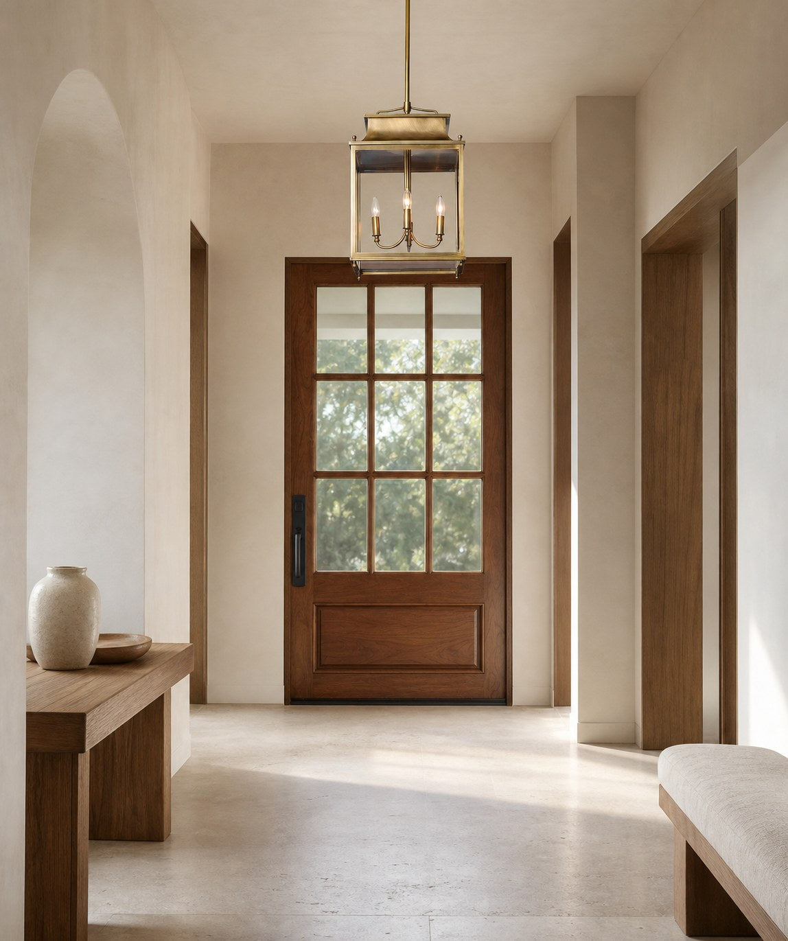 Yolvira Modern Outdoor Lantern Pendant - Metal Hanging Light for Exteriors