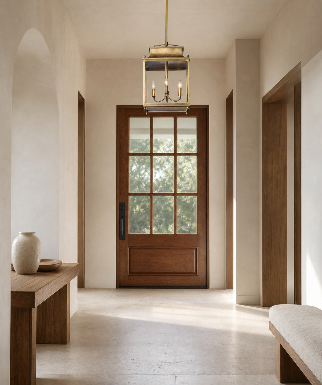 Yolvira Modern Outdoor Lantern Pendant - Metal Hanging Light for Exteriors