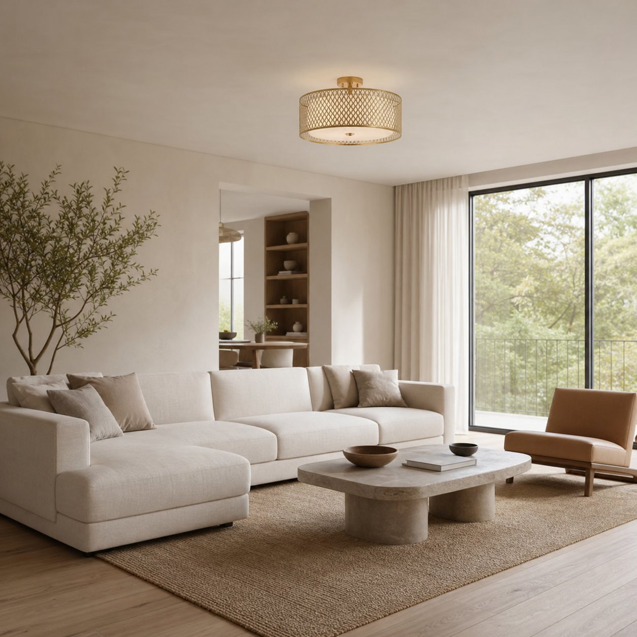 Modern 3 Light Mesh Design Ceiling Light - Dimmable for Living Room