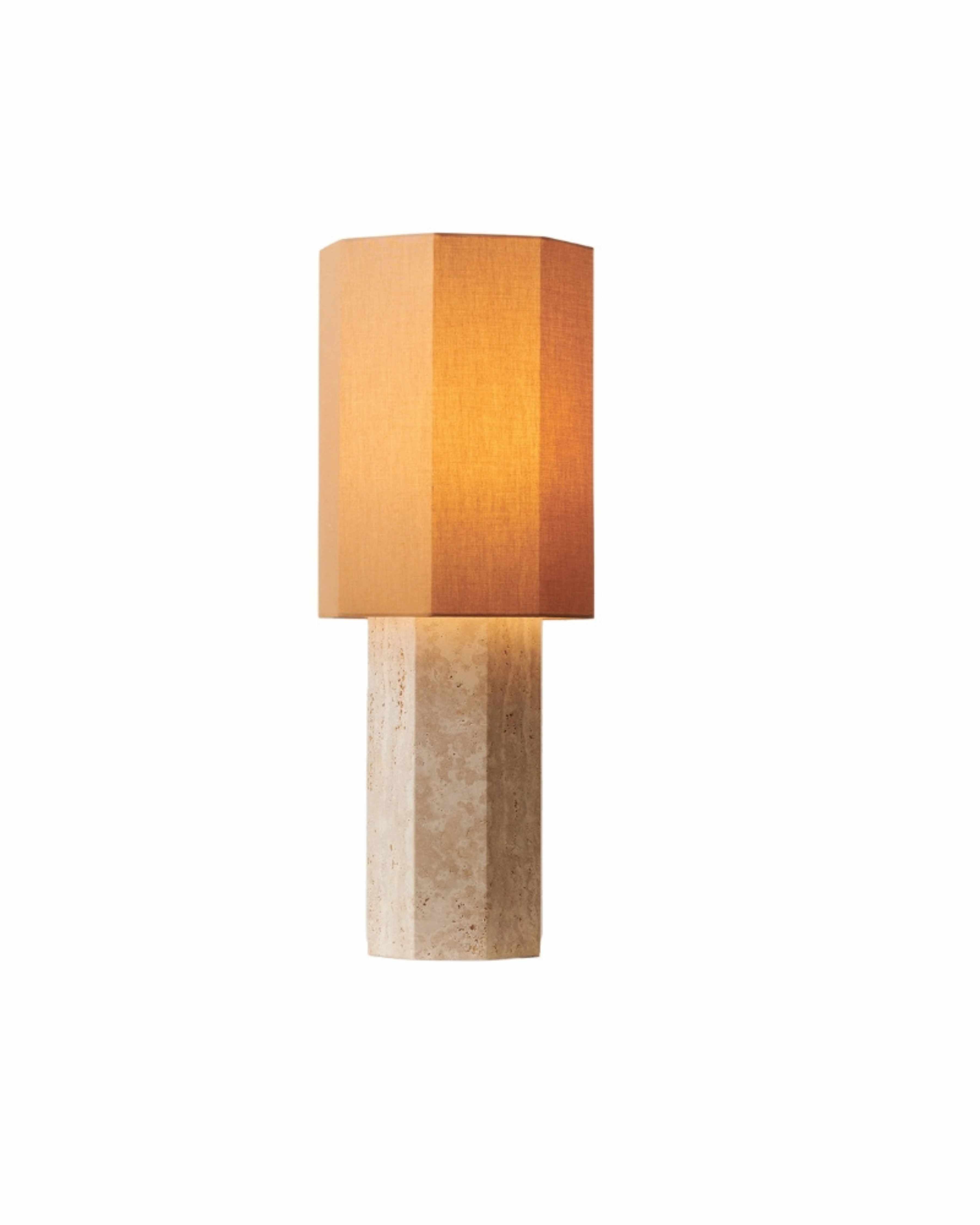 Octagonal Travertine Stone Table Lamp