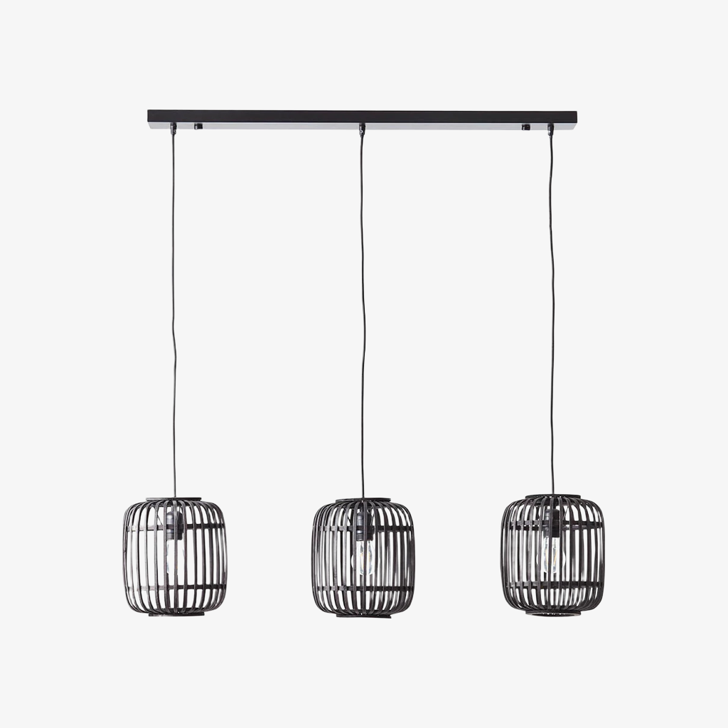 Yumeko Adjustable Bamboo Pendant Lamp - Natural Cage Ceiling Light Perfect for Living & Dining Rooms