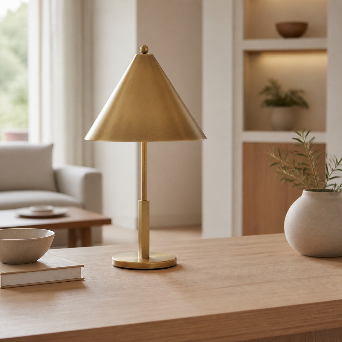 Aurecyl Table Lamp — Sleek Tapered Metal Table Lamp in Vintage-Style Finish for Living Room