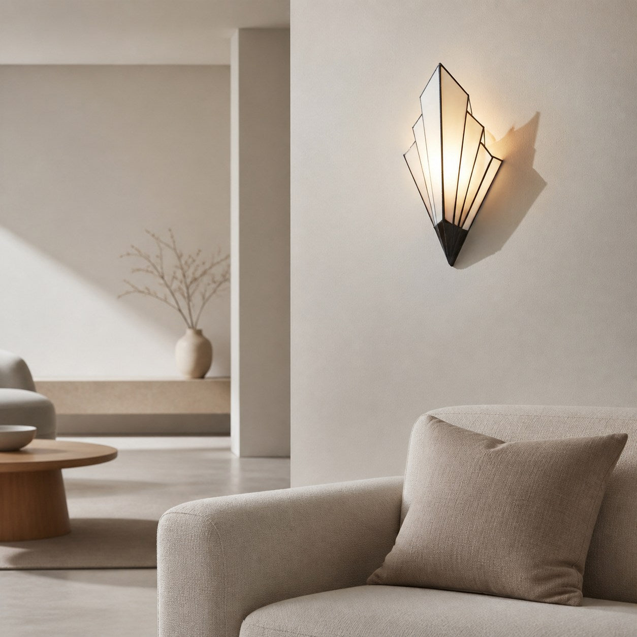 Kelsar Wall Light Featuring Hand-Cut Glass and Elegant Art Deco Design for Indoor Accent Lighting