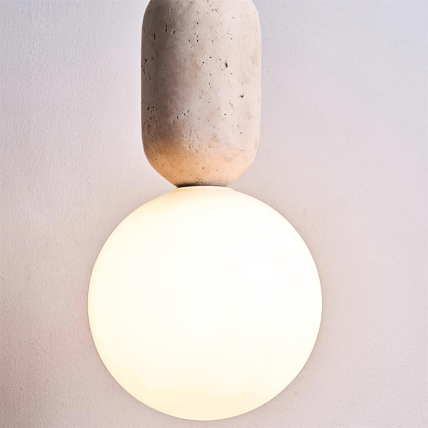 Wabi Sabi Travertine Glass Ball Pendant Light