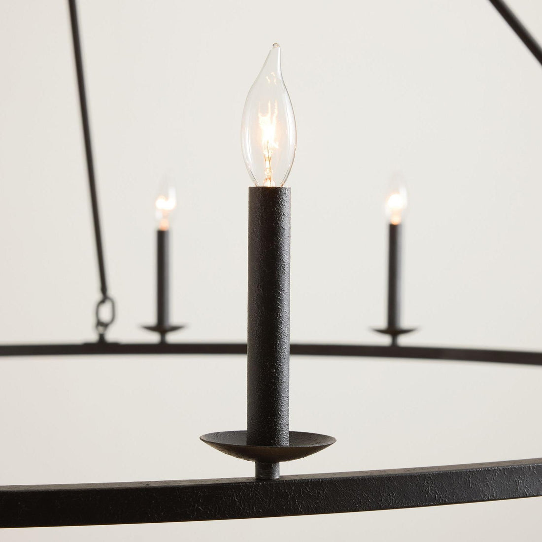 Rowan Modern Wagon Wheel Round Chandelier - Industrial Farmhouse Iron Lighting Fixture