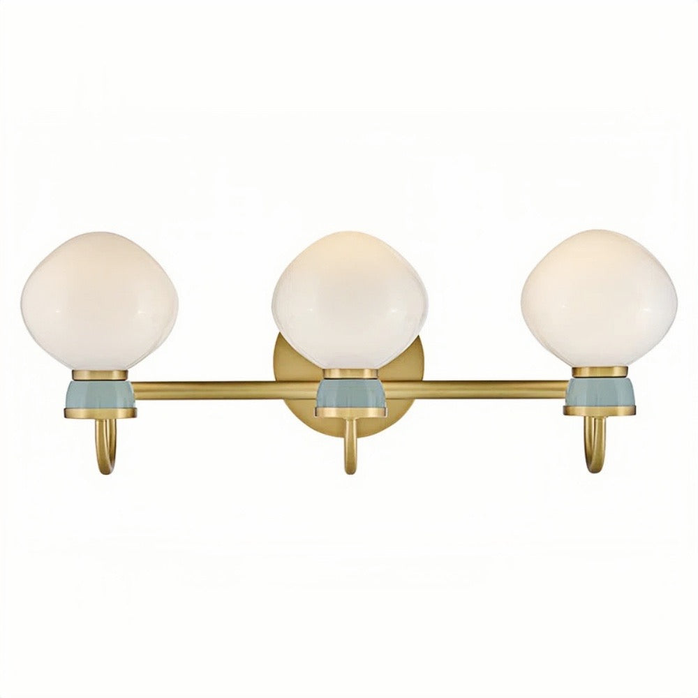 Lucy Brass Vanity Wall Light - Cased Opal Glass Bathroom Sconce