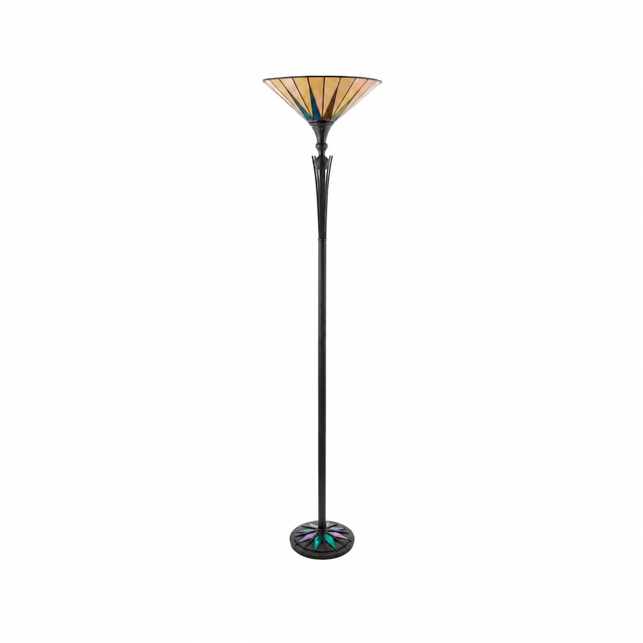 TF Dark Star Stained Glass Star Pattern Floor Lamp – Tiffany Style Uplighter for Living Rooms