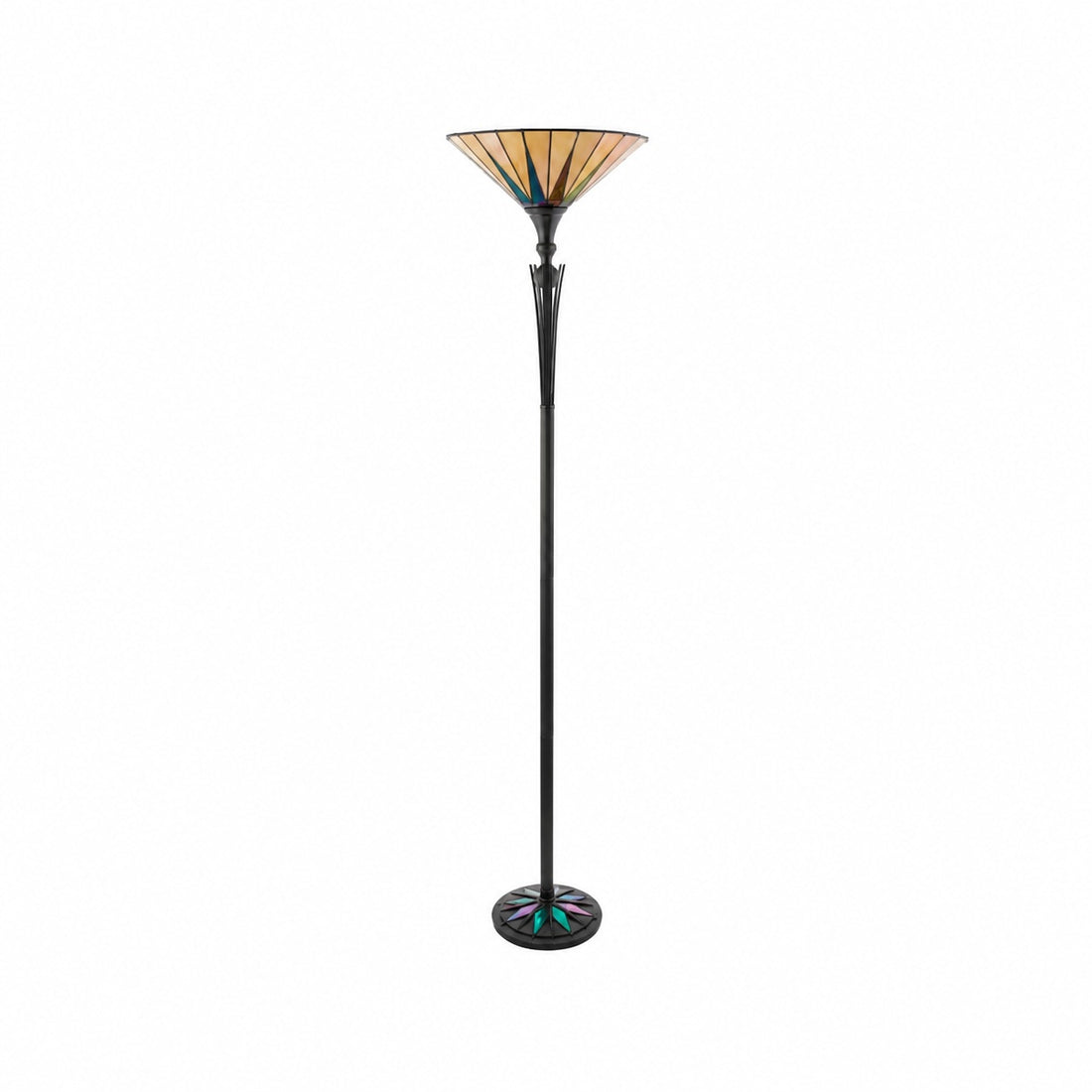 TF Dark Star Stained Glass Star Pattern Floor Lamp – Tiffany Style Uplighter for Living Rooms