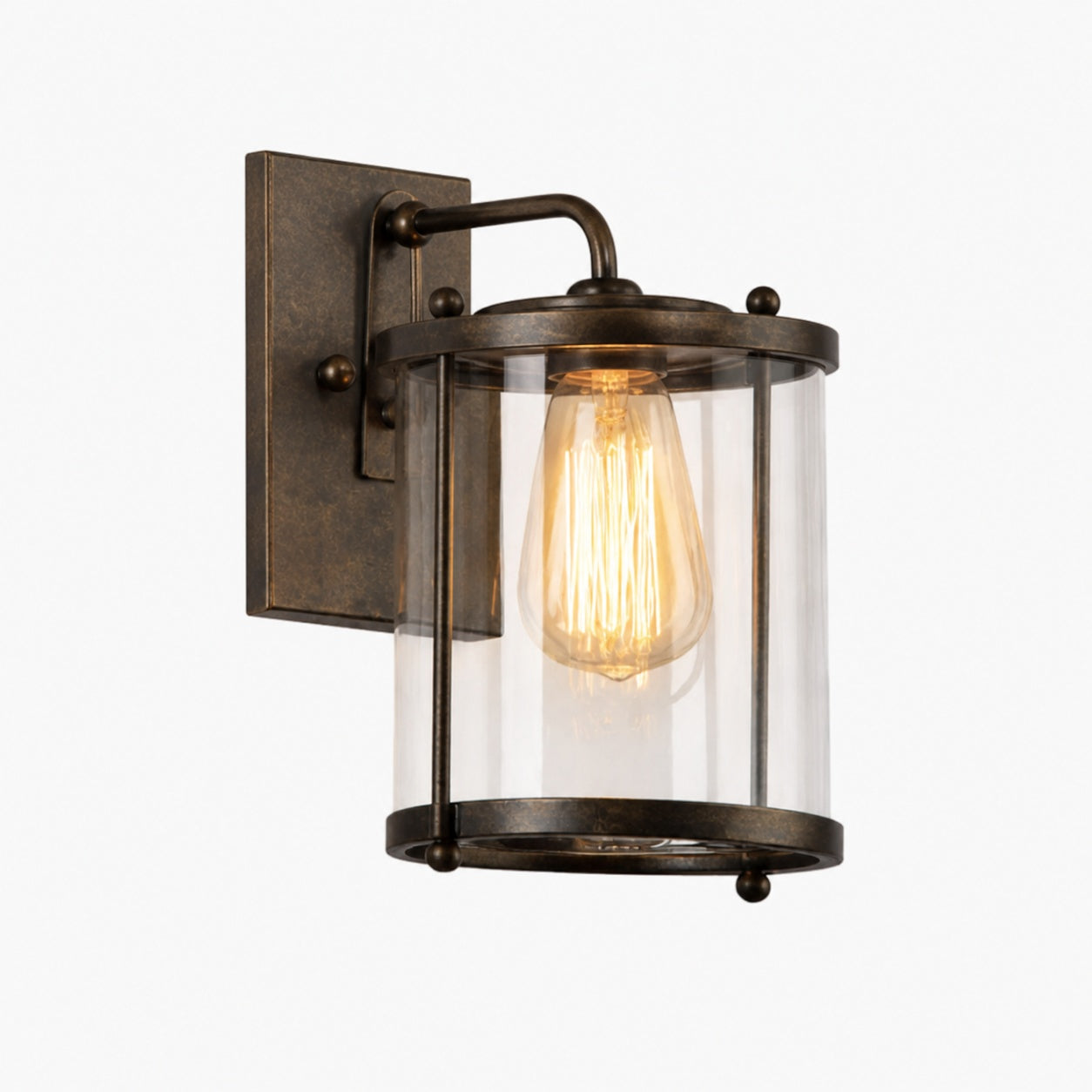 Ivoran Industrial Cylinder Wall Sconce - Glass Shade Design, Modern Wall Lighting U12