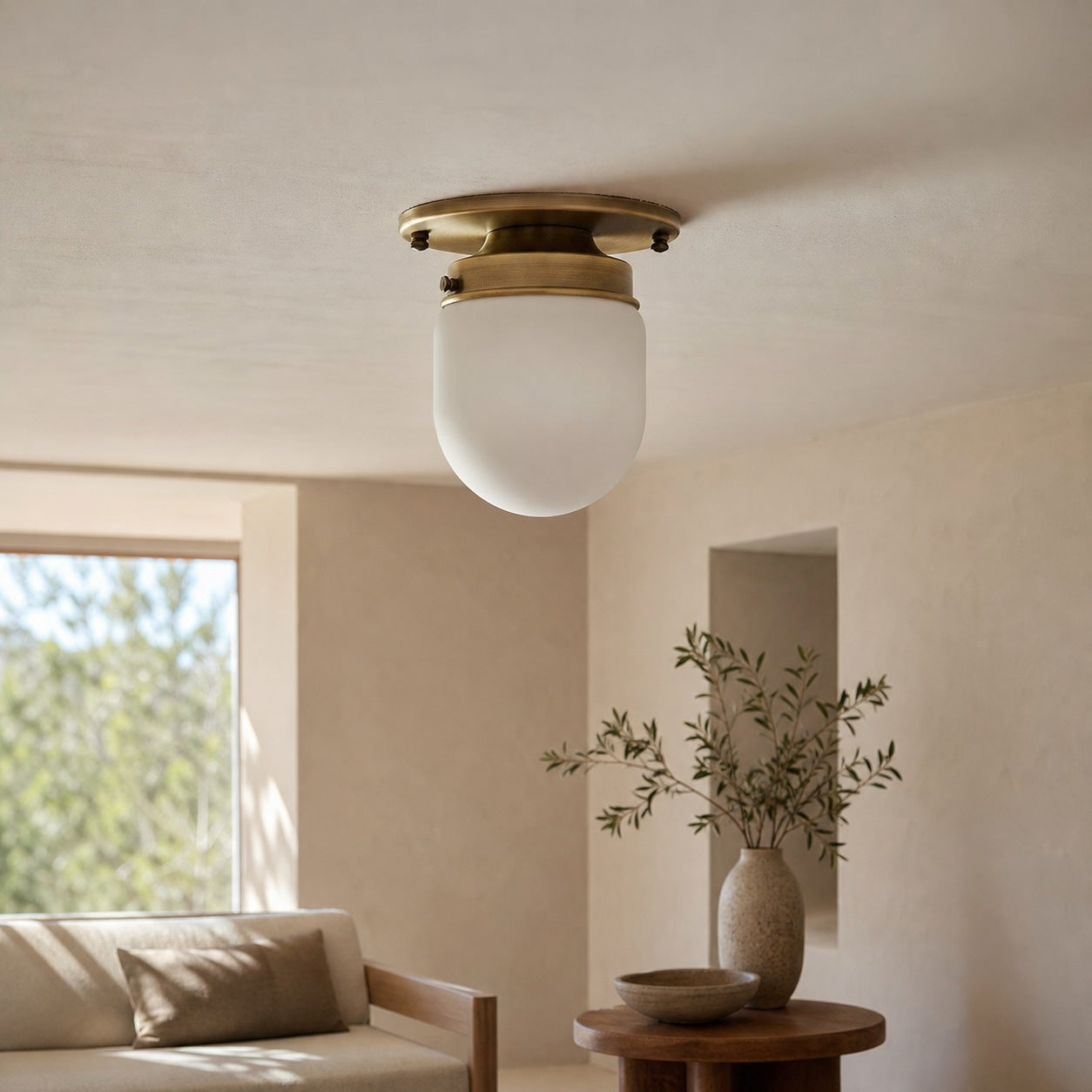 Opalume Glass Flush Mount Ceiling and Wall Light - Art Deco Small Globe Fixture