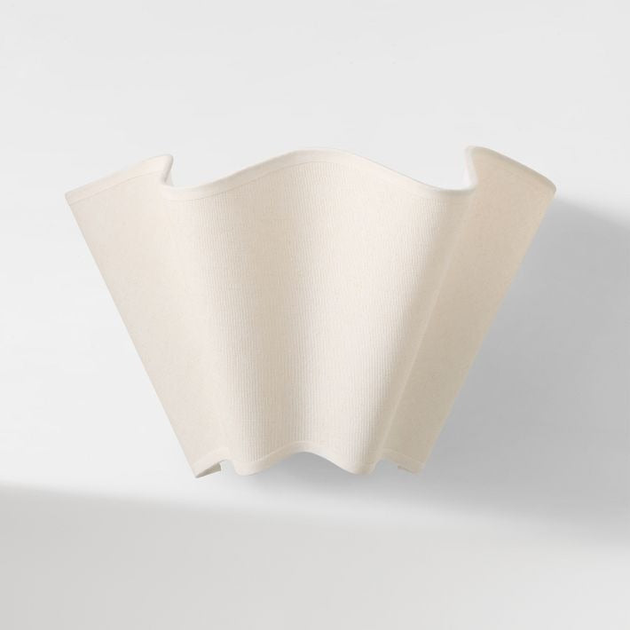 Oslan Modern Plug-In Sconce - Scalloped Ivory Linen Shade Wall Lamp
