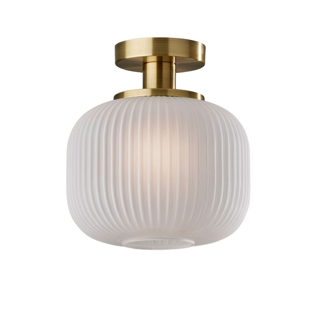 Pelviona Modern Ribbed Glass Pendant - Frosted & Brass Ceiling Light Add Timeless Charm to Your Space