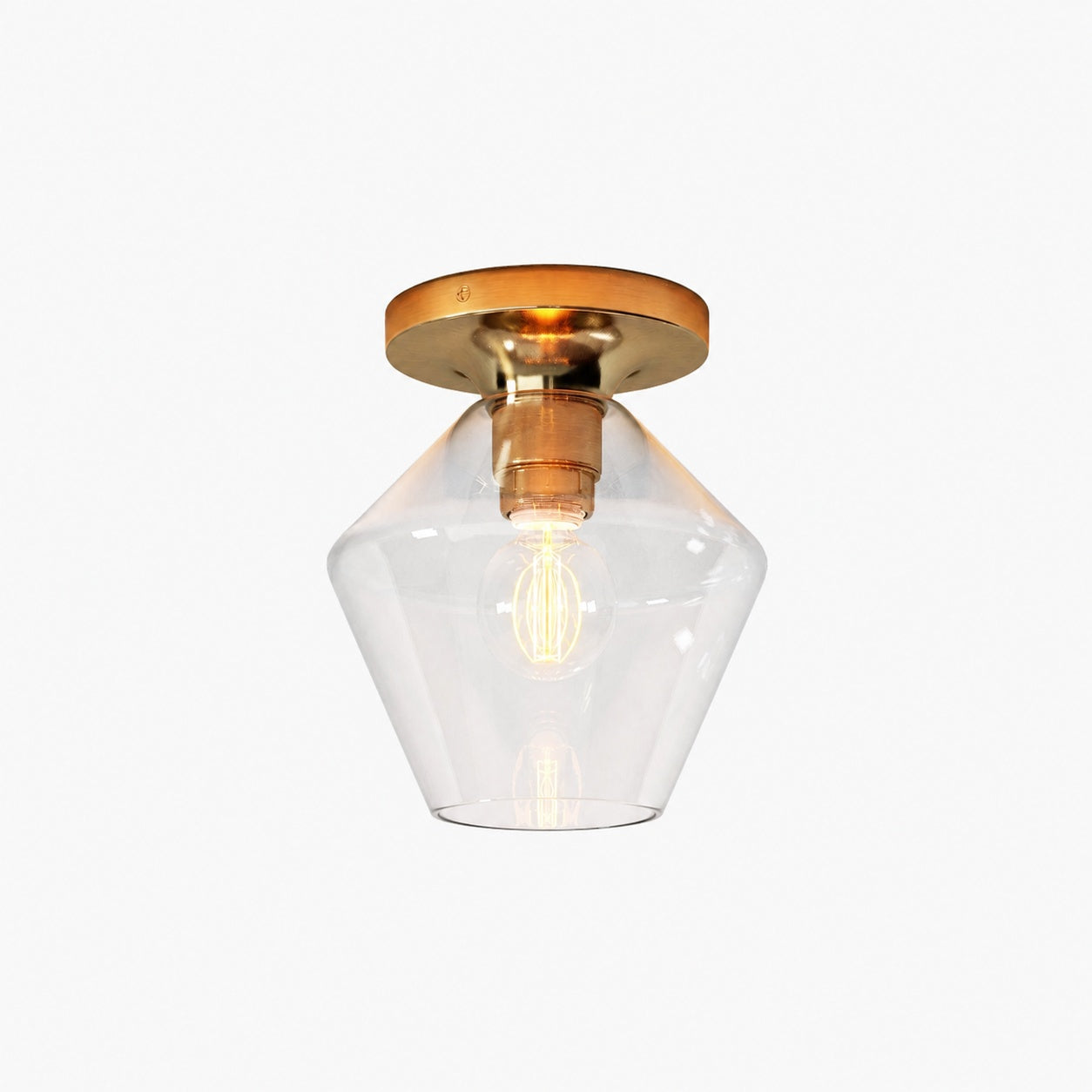 Merin Minimalist Sleek Geometric Glass Flushmount Light