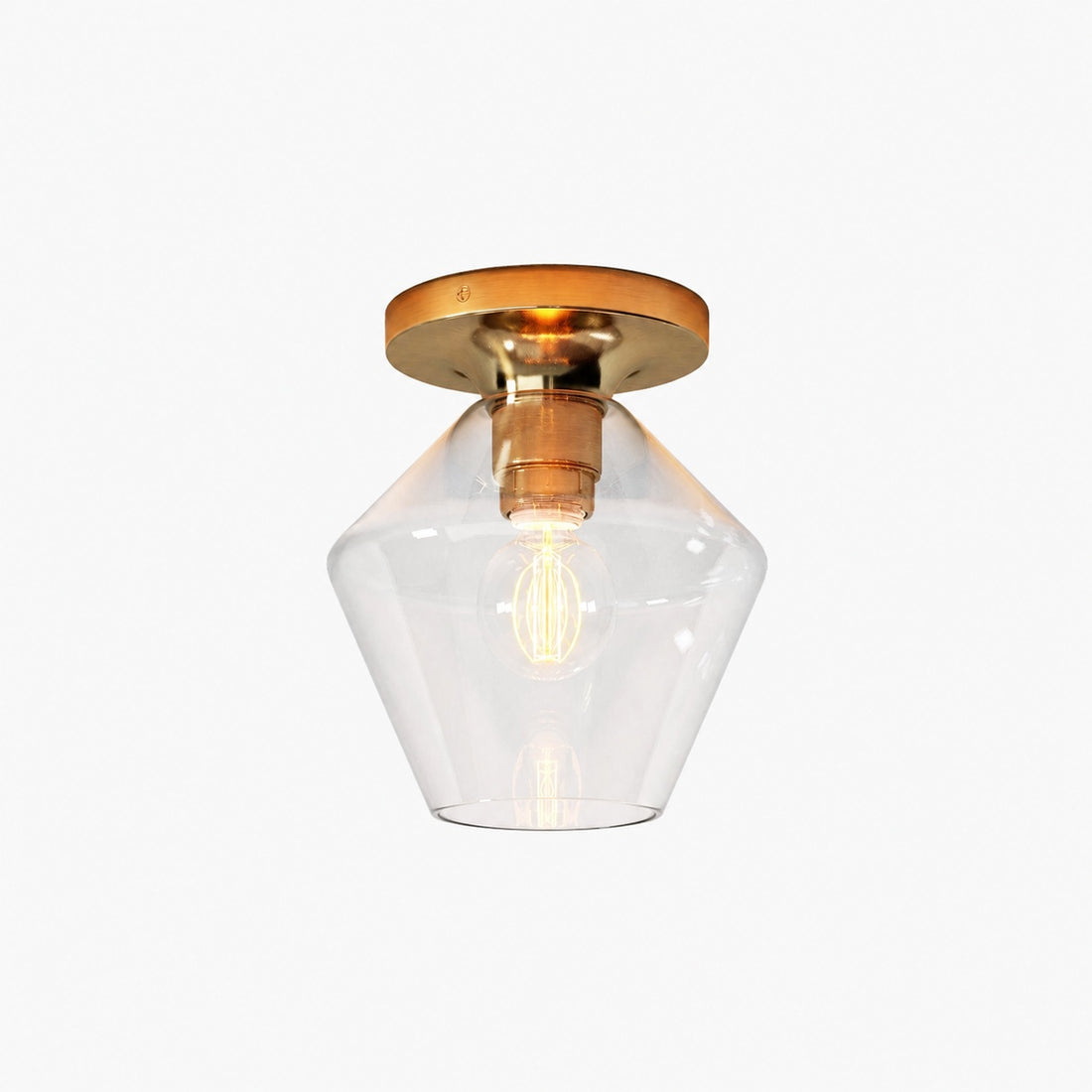 Merin Minimalist Sleek Geometric Glass Flushmount Light