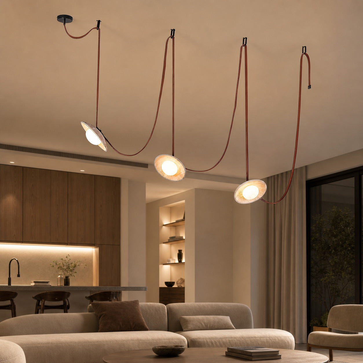 Light Rail Leather Pendant Lamp