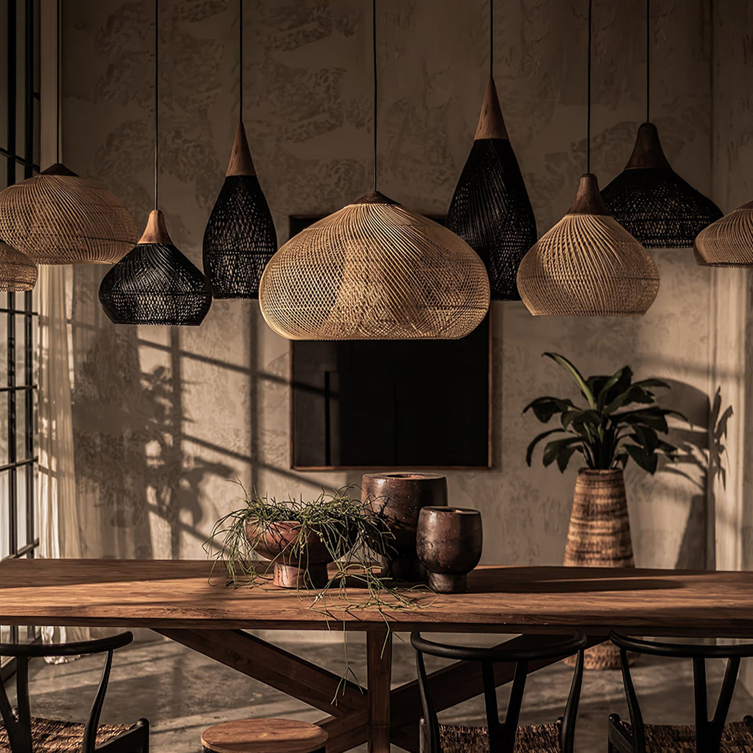 Harp Braided Rattan Pendant Lamp