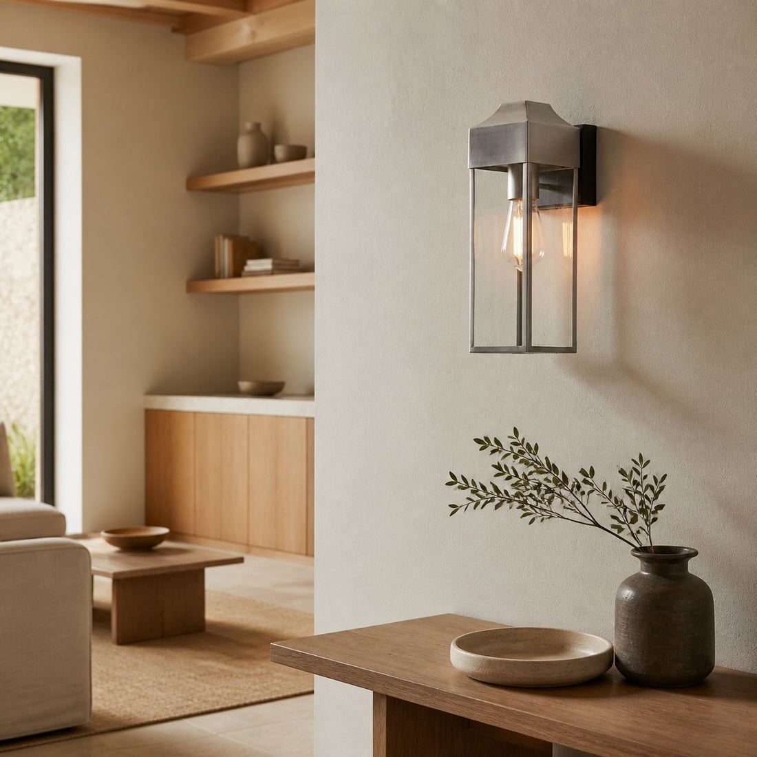 Georgon Exterior Wall Lantern Light – Clear Glass Shade, Classic Architectural Style for Outdoor Spaces