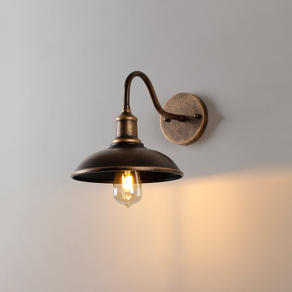 Retro Industrial Bowl Shaped Outdoor Waterproof Wall Light