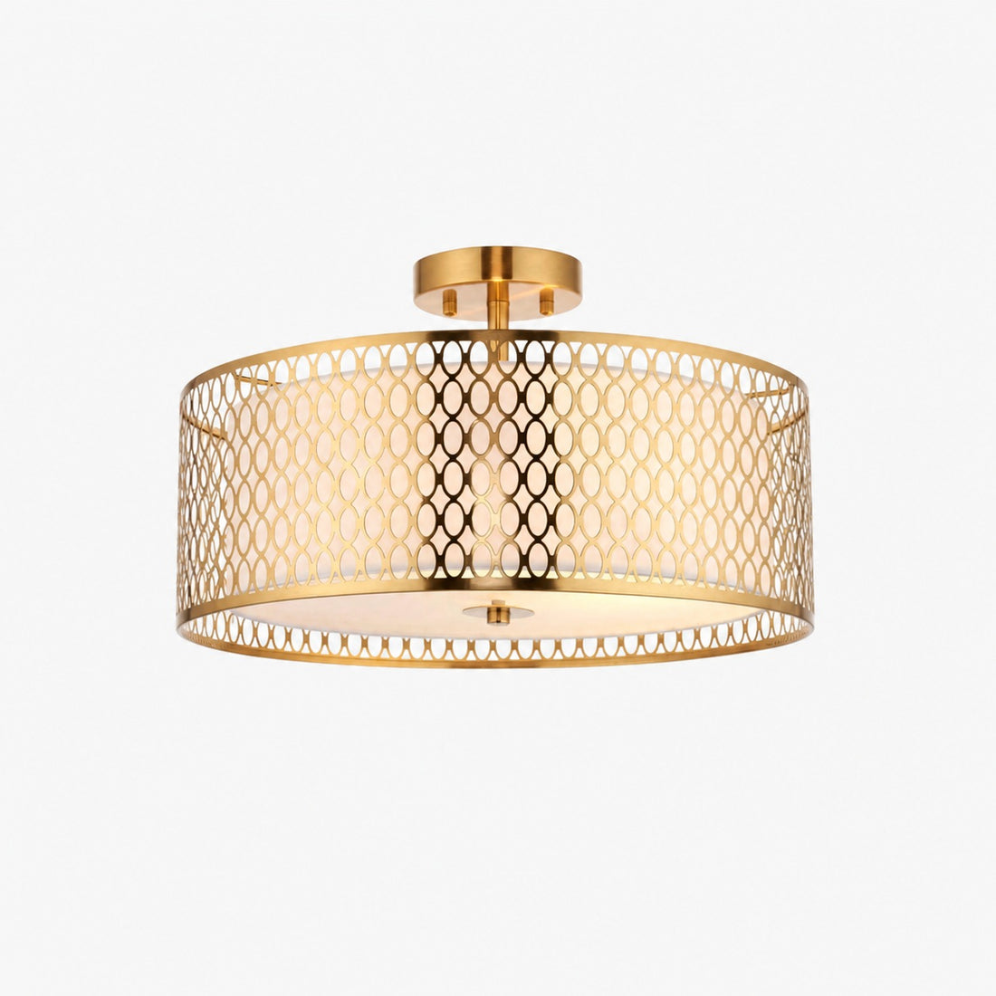 Liorin Geometric Mesh 3‑Light Flush Ceiling Light - Mesh Metal Frosted Lamp for Living Room or Hallway