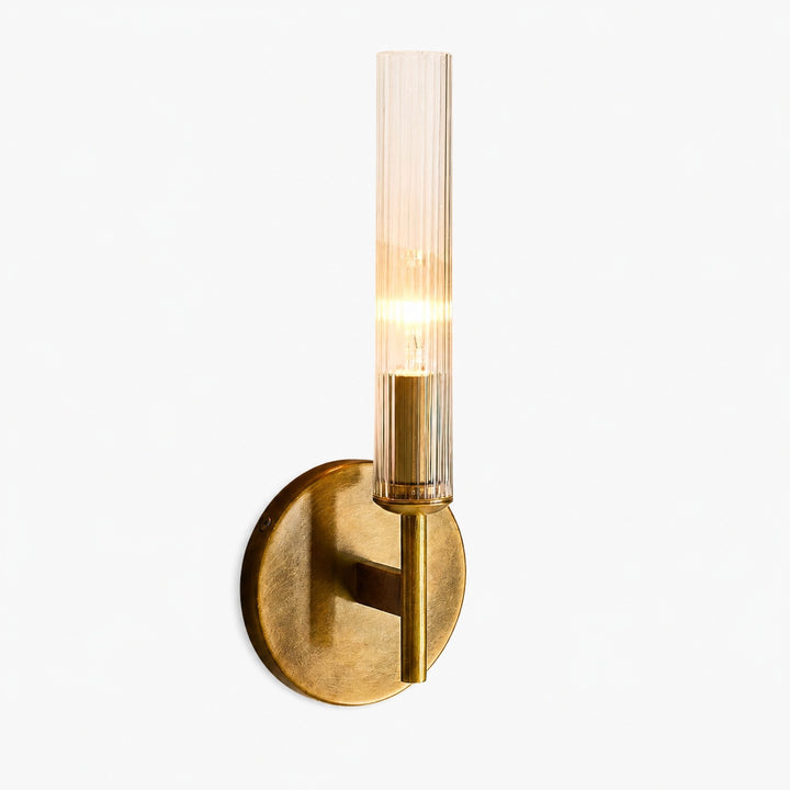 Bravira Ribbed Glass Wall Lamp - Tube Metal Light in Classic Finishes