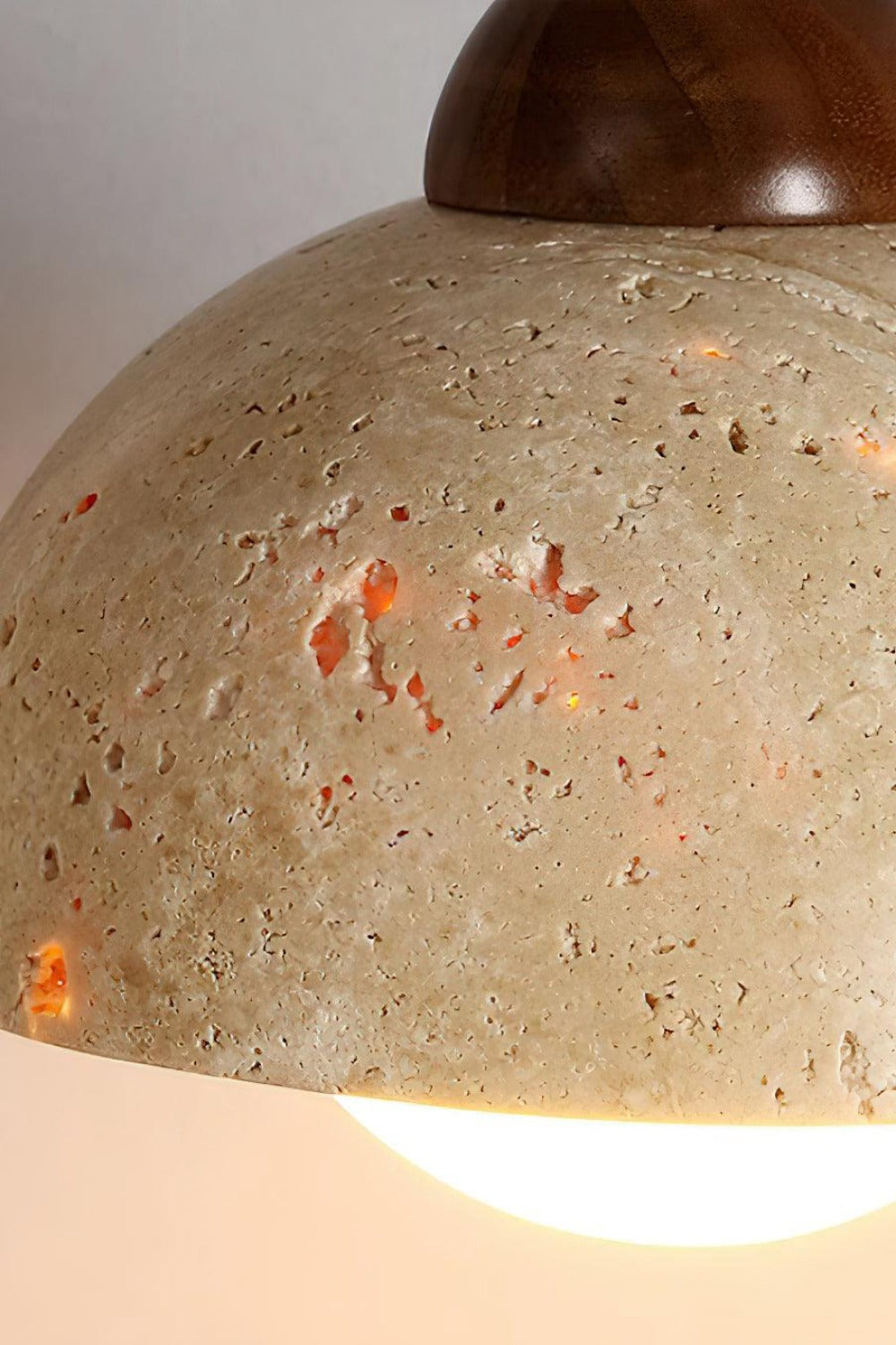 Flower Bud Travertine Wooden Pendant Lamp