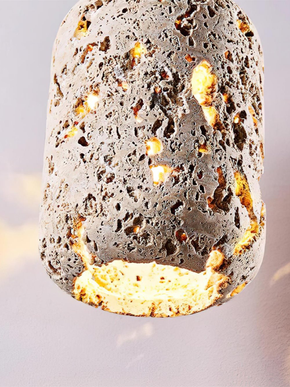 Barrel-shaped Travertine Cutout Pendant Lamp