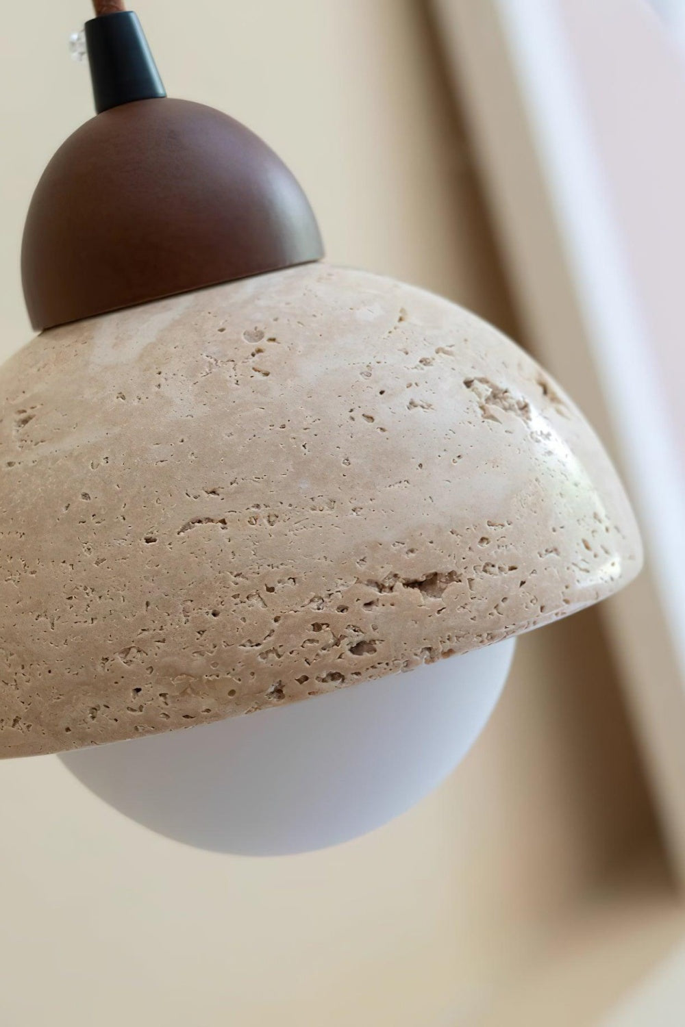 Flower Bud Travertine Wooden Pendant Lamp