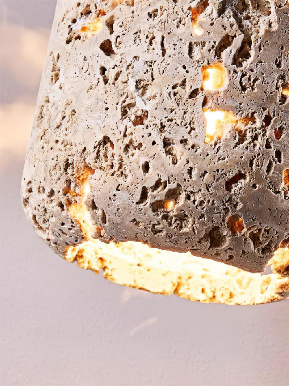 Barrel-shaped Travertine Cutout Pendant Lamp