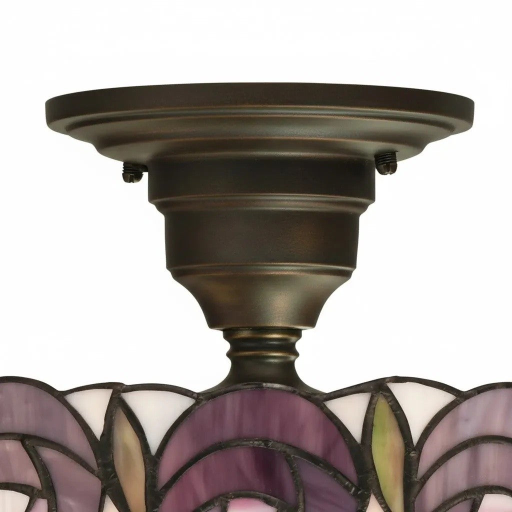 TF Hutchinson Tiffany Ceiling Light with Mackintosh Rose for Living and Dining Rooms