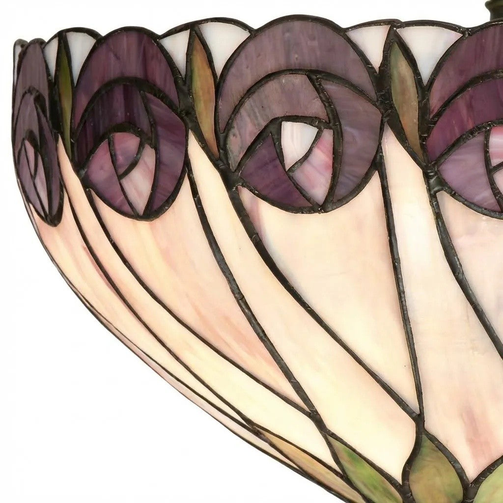 TF Hutchinson Tiffany Ceiling Light with Mackintosh Rose for Living and Dining Rooms