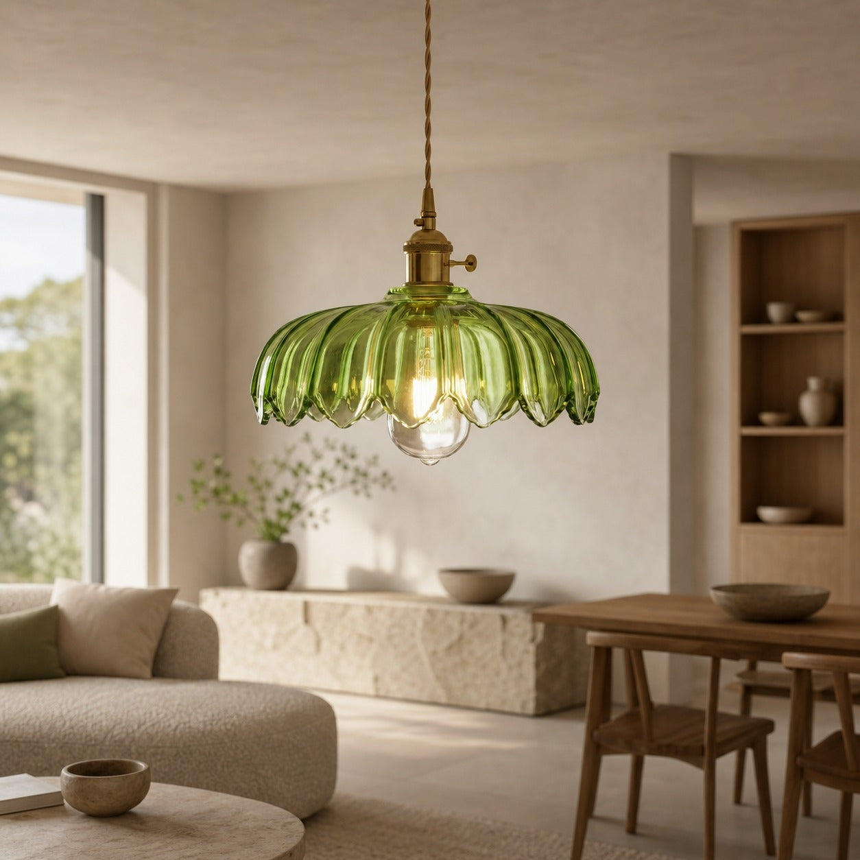 Petalbloom Rustic Tulip Glass Pendant Light – Floral Bud Design Hanging Lamp for Dining Area N58